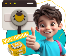 Тестирование & Vibe Debug. Охотники за багами - КИБЕРшкола программирования для детей, компьютерные курсы для школьников, начинающих и подростков - KIBERone г. Магас