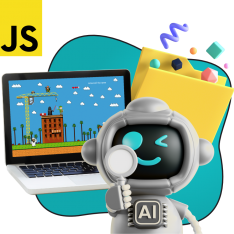 Язык программирования JavaScript + AI. Проектное обучение + геймификация + AI-помощники - КИБЕРшкола программирования для детей, компьютерные курсы для школьников, начинающих и подростков - KIBERone г. Магас